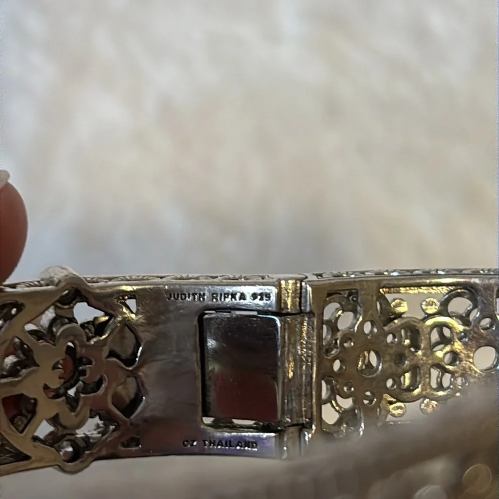 AUTHENTIC Judith Ripka CZ Hinge Cuff Bangle Bracelet 925 Sterling Silver - Picture 5 of 8
